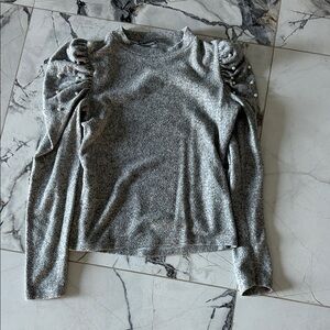 Zara Gray Blouse with Pearl Details